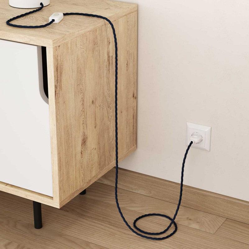 Tvinnad Textilkabel Mörkblå-Lampconcept.se