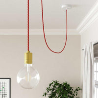 Tvinnad Textilkabel Röd-Lampconcept.se