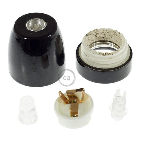 Porslin E27 Sockel Kit Svart-Lampconcept.se