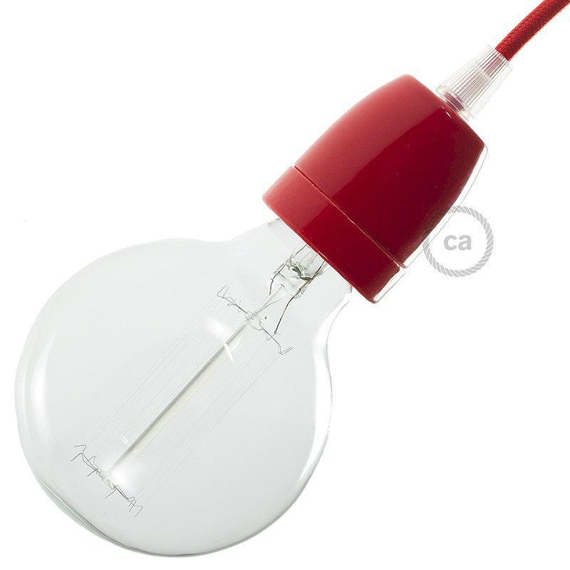 Porslin E27 Uttagssats Röd-Lampconcept.se